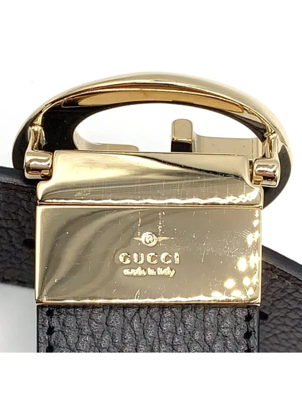 Gucci Interlocking Leather Black Belt Gold